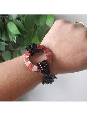 Red and Black Beaded Bracelet Elegant 3 For $30